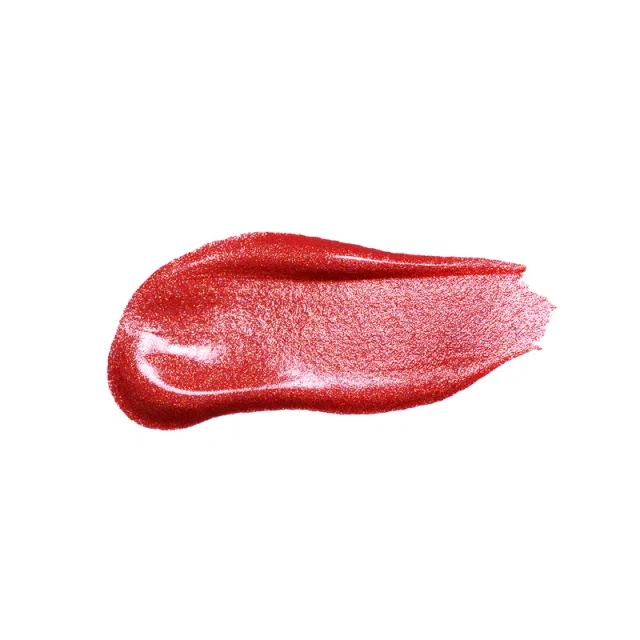 Bright Red color lip gloss smeared