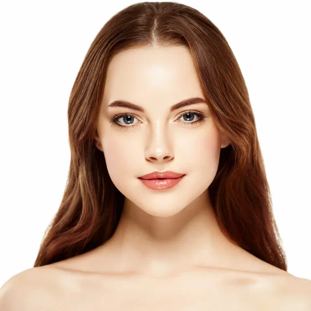 Beautiful woman face close up portrait young with beautiful hair